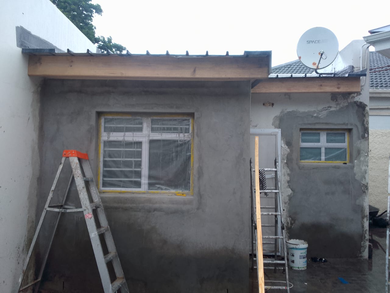 Plastering in progress
